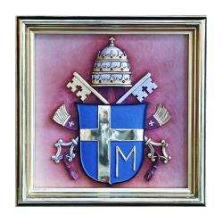 Papal Coat of Arms in Linden Wood, 14\" x 14\" 